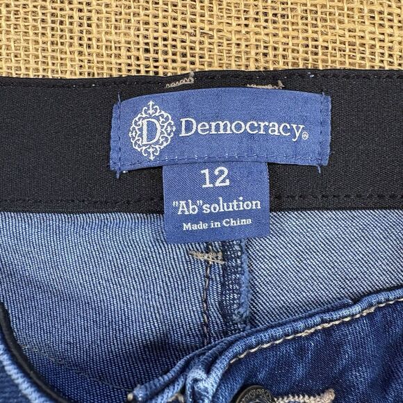 Democracy "Ab"solution Booty Lift Mid Stretch Straight Leg Indigo Jeans Size 12 - Picture 3 of 7